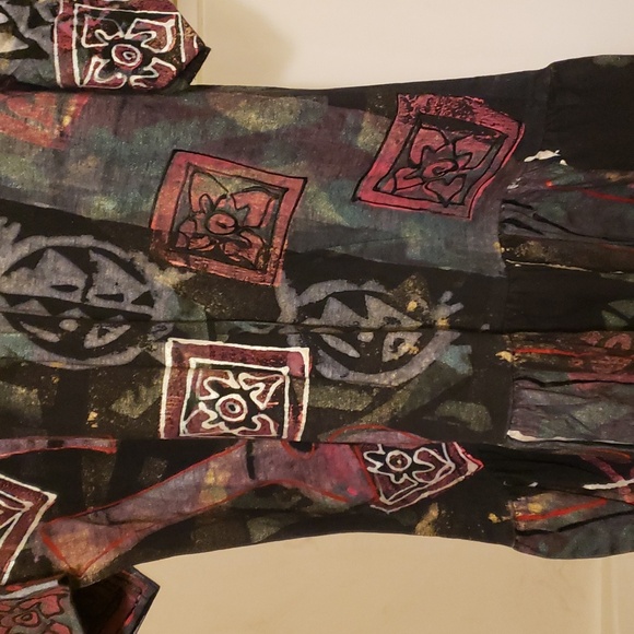 V.C. Torias Handpainted Vintage Artist Dropwaist Dress Art to Wear OS - Picture 12 of 12